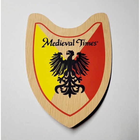 Medieval Times Wooden Knight Shield Red & Yellow Phoenix Bird Souvenir Kids LARP - Picture 1 of 5